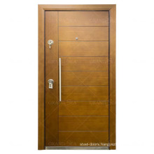 Yellow Wood Grain Painting Surface Newly Asian Security Exterior Interior Steel Armored Door